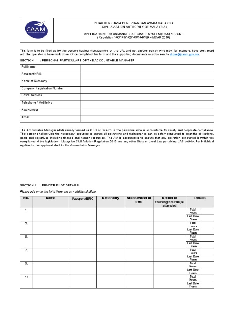 Malaysia Drone Application Form | PDF | Unmanned Aerial Vehicle ...