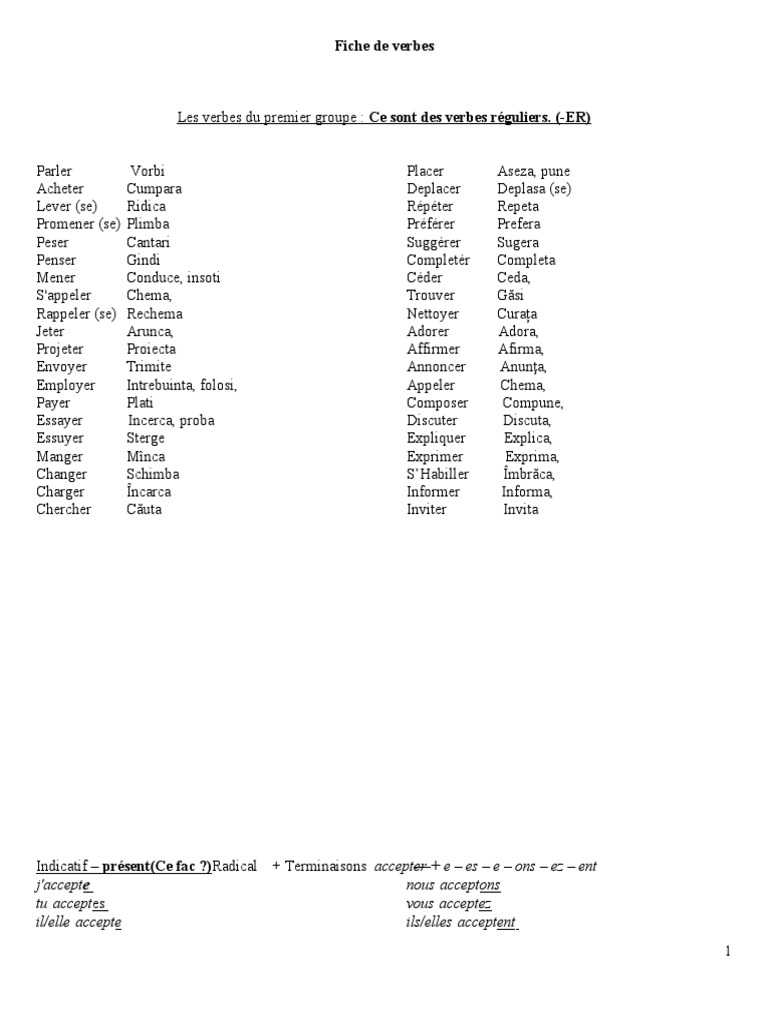Feindre Au Présent De L Indicatif Fisa de Verbe | PDF | Syntaxe | Relations syntaxiques
