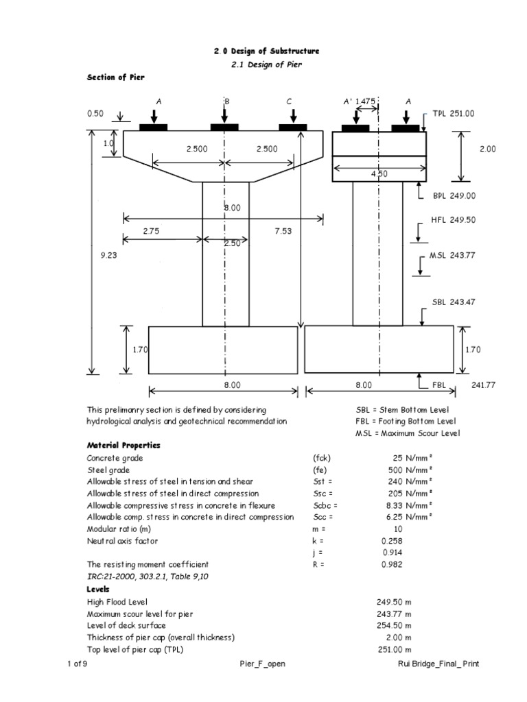Rui Bridge - Final - Pier | PDF | Bearing (Mechanical) | Force