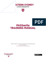 Passwrite Training Manual: Western Sydney University - University of Technology, Sydney Frances Williamson