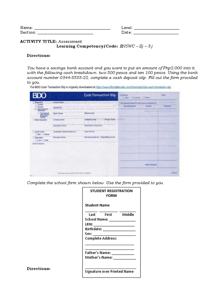 Bank Deposit and Withdrawal Forms Guide | PDF | Career & Growth ...