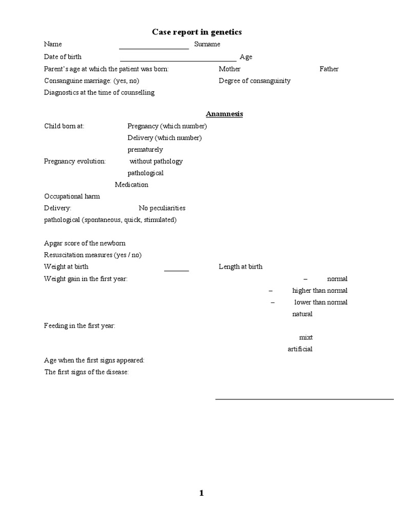 Case Report in Genetics: Anamnesis | PDF | Hair Loss | Medical Specialties