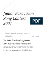 Junior Eurovision Song Contest 2004: The Was The Second Edition of The Annual For Young Singers Aged 8 To 15. It Was