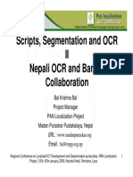 Scripts, Segmentation and OCR II Nepali OCR and Bangla Collaboration