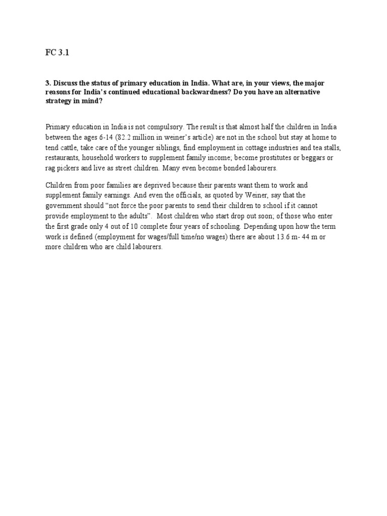 Primary Education Crisis in India | PDF | Literacy | Schools