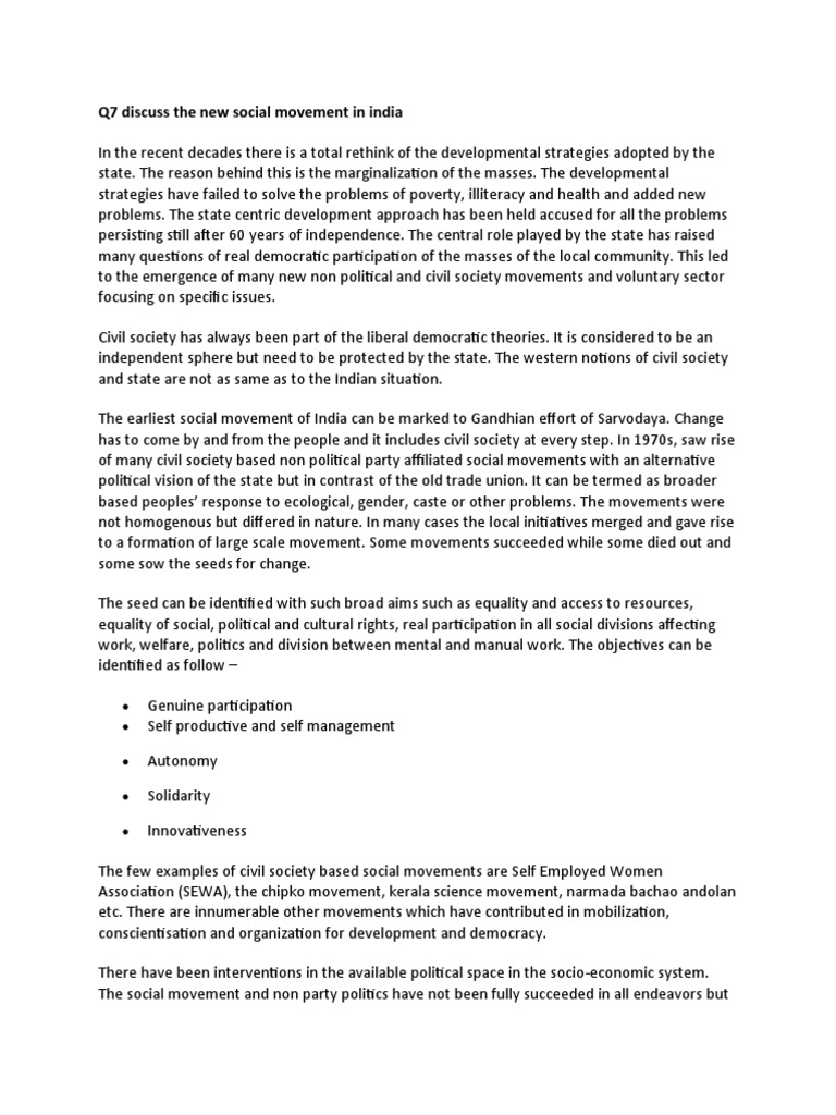 New Social Movements in India | PDF | Social Movements | Civil Society