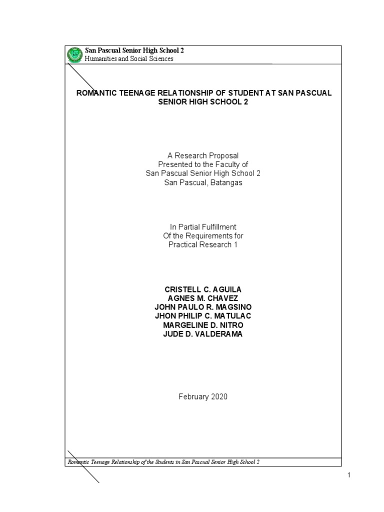 Teenage Romantic Relationships at San Pascual | PDF | Adolescence ...