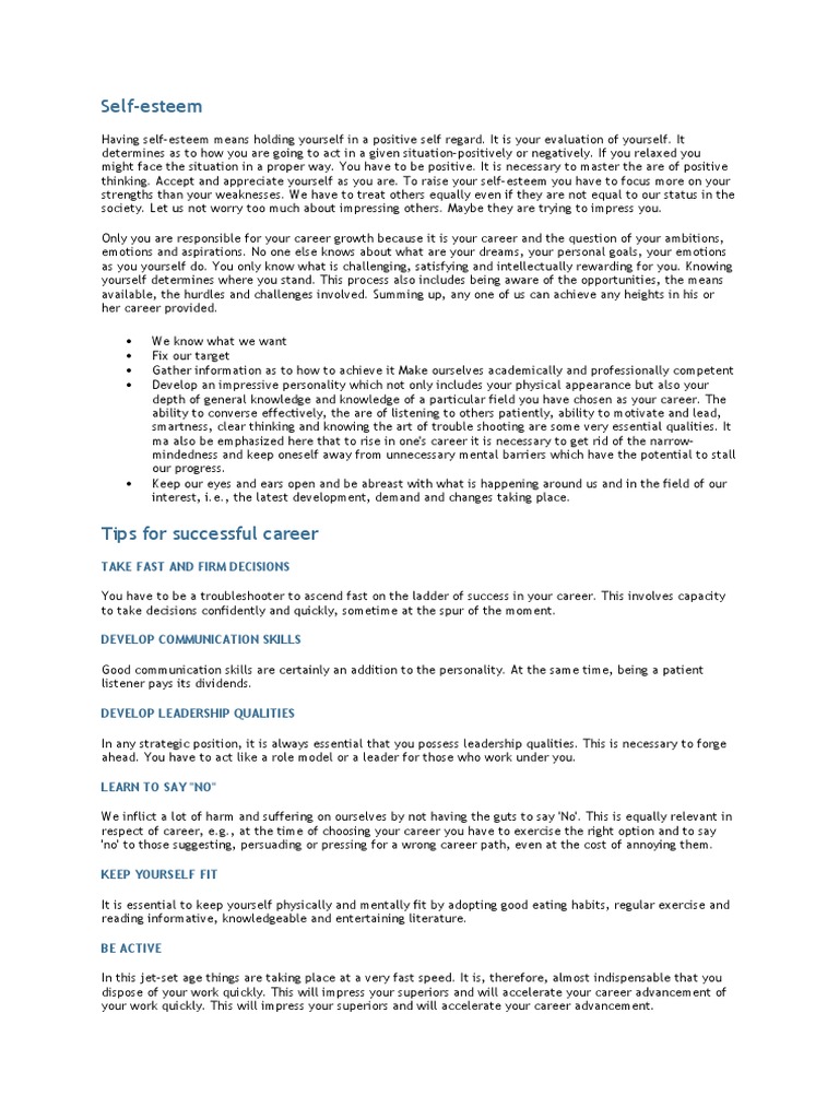 Career Making | PDF | Self Esteem | Leadership