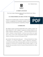 Reglamento Consejo Distrital de Arte Cultura y Patrimonio 2019