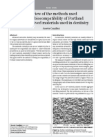 A Review of The Methods Used To Study Biocompatibility of Portland Cement Derived Materials Used in Dentistry