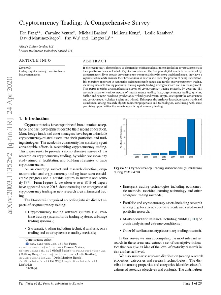 Cryptocurrency Trading - A Comprehensive Survey | PDF | Cryptocurrency |  Machine Learning