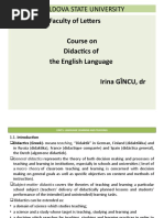 Moldova State University: Faculty of Letters Course On Didactics of The English Language Irina GÎNCU, DR