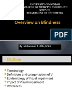 Overview On Blindness: University of Gondar College of Medicine and Health Science Department of Optometry