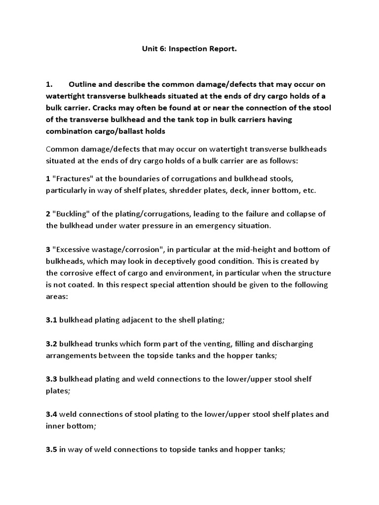 Bulk Carrier Safety Inspection Report | PDF | Ships | Watercraft