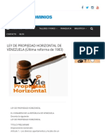 LEY DE PROPIEDAD HORIZONTAL DE VENEZUELA (Última Reforma de 1983) - Pro Condominios Venezuela PDF