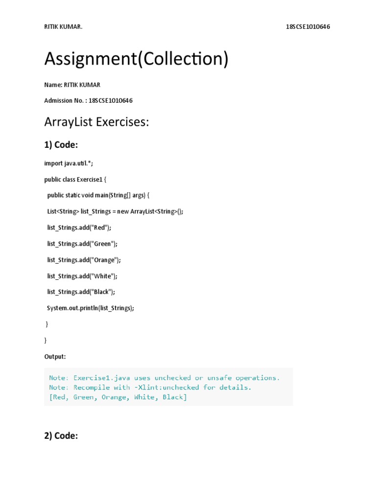 Collection (ASSIGNMENT) | PDF | Array Data Structure | Color