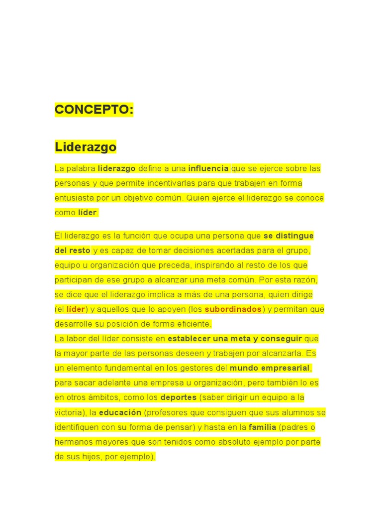 Conceptos Clave del Liderazgo | PDF | Liderazgo | Conceptos psicologicos