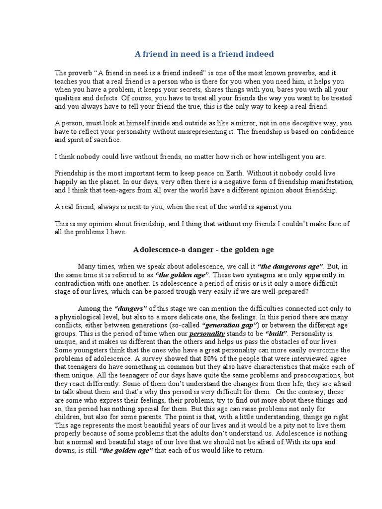 Understanding Friendship and Adolescence | PDF | Adolescence ...