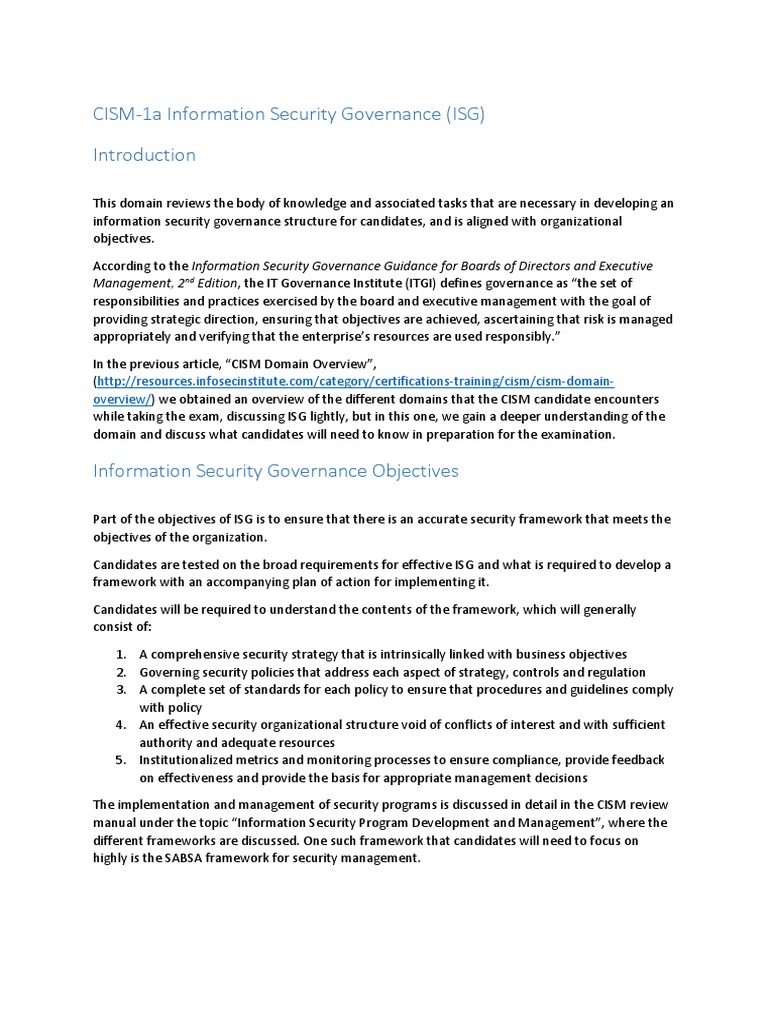 Information Security Governance Overview | PDF | Information Security ...