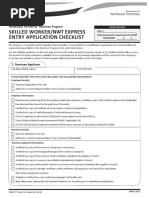 Skilled Worker/ NWT Express Entry Application Checklist: Northwest Territories' Nominee Program