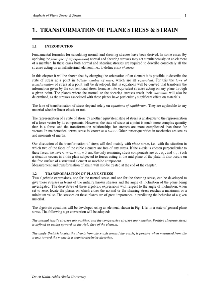 Plane Stress and Strain Transformation | PDF | Stress (Mechanics ...