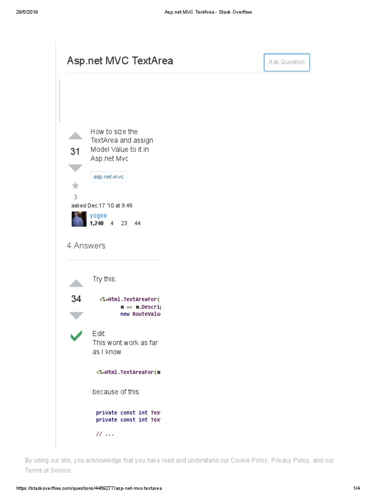 MVC TextArea Stack Overflow PDF PDF Information Technology