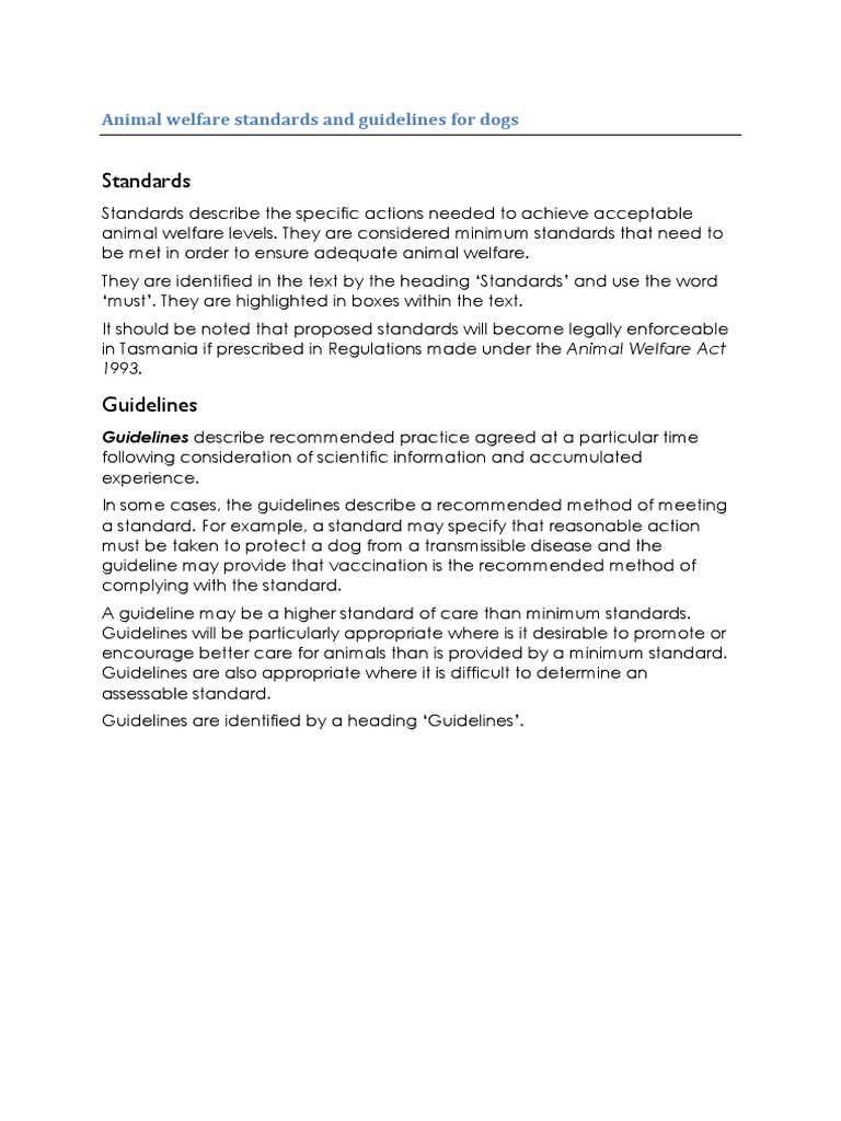 Animal Welfare Guideline - Breeding Dogs | PDF | Animal Welfare | Dogs