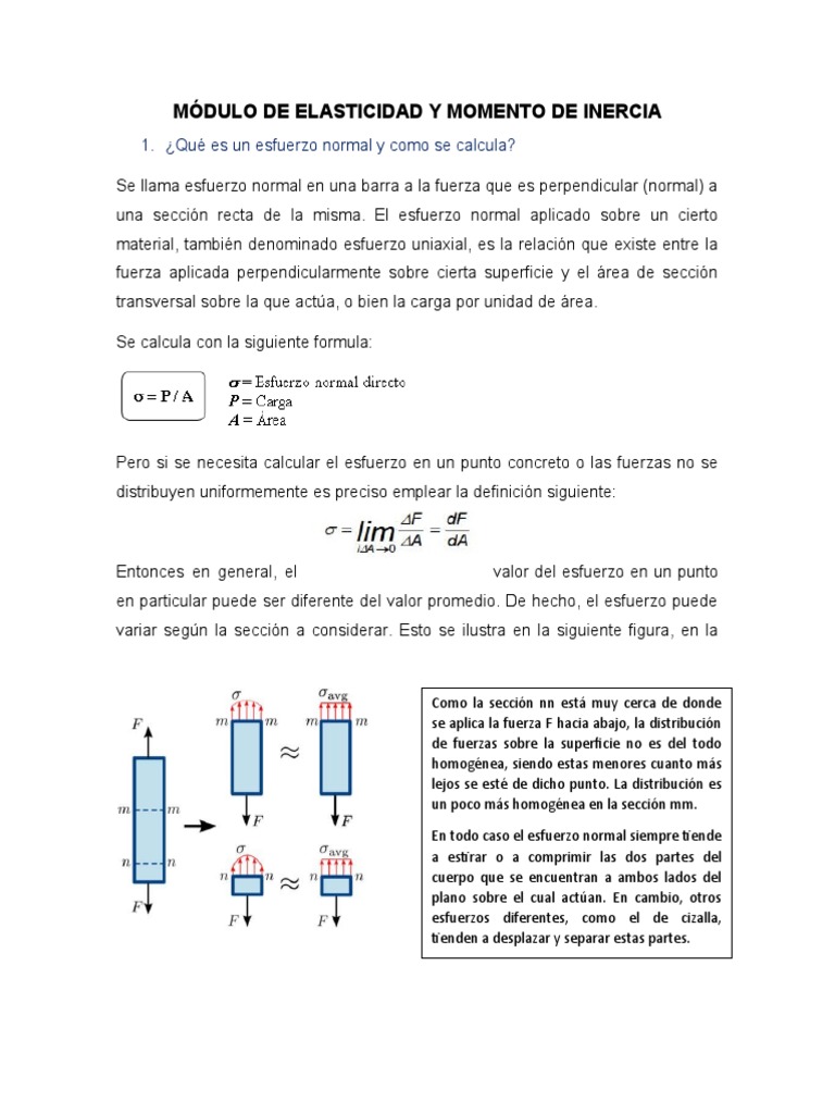 Módulo de Elasticidad y Momentos de Inercia | PDF | Elasticidad (Física ...