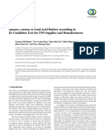 Research Article: Quality Control of Lead-Acid Battery According To Its Condition Test For UPS Supplier and Manufacturers