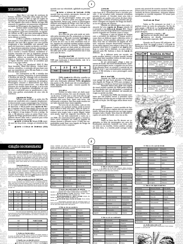 Guia do Jogo Maze Rats RPG | PDF | Jogos de RPG | Natureza