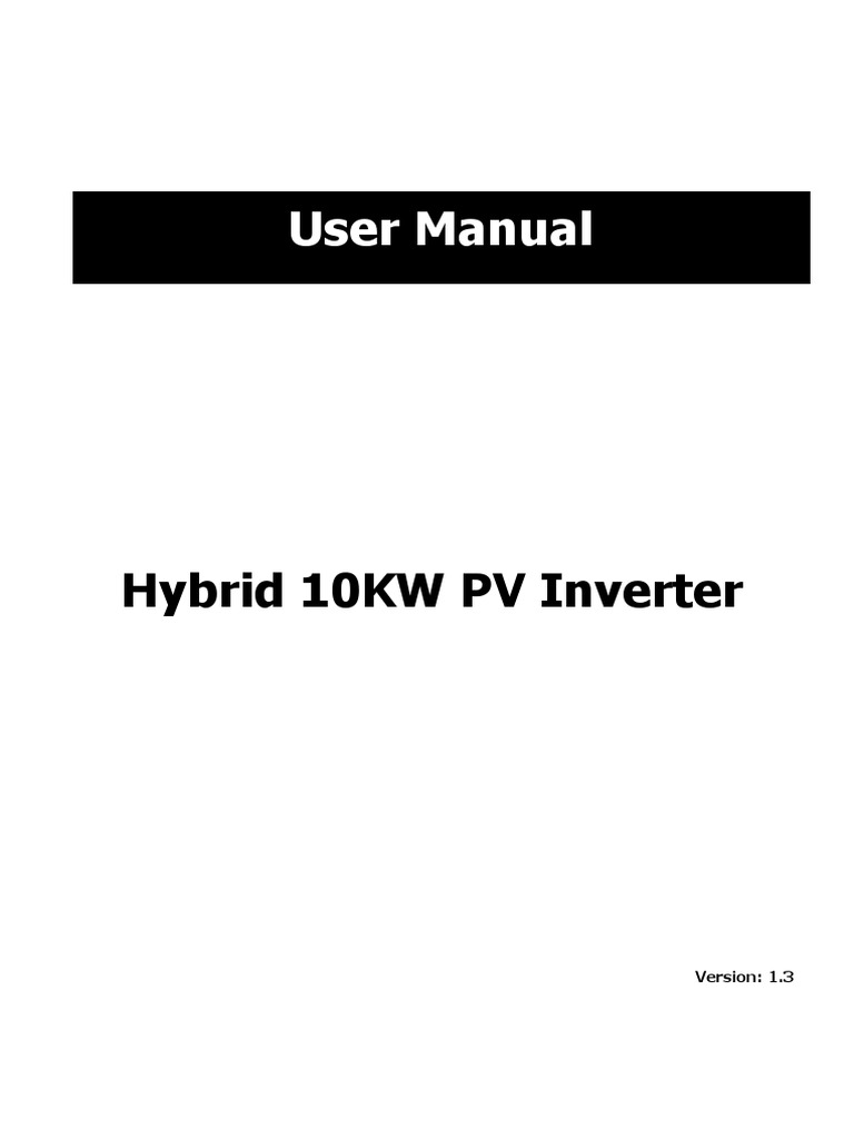 10KW Hybrid PV Inverter User Manual | PDF | Power Inverter | Electrical ...