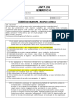 Lista de exercícios de Administração da Produção II