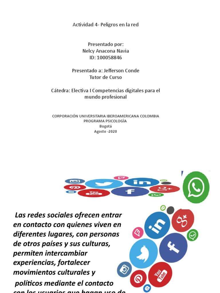 Actividad 4 - Peligros en La Red | PDF | Servicio de redes sociales ...