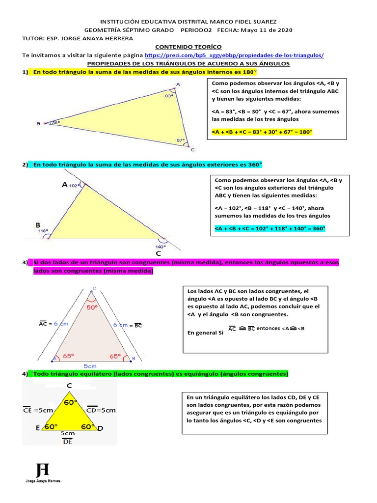 Actividad 1 Propiedades de Los Triángulos | PDF | Triángulo | Euclides