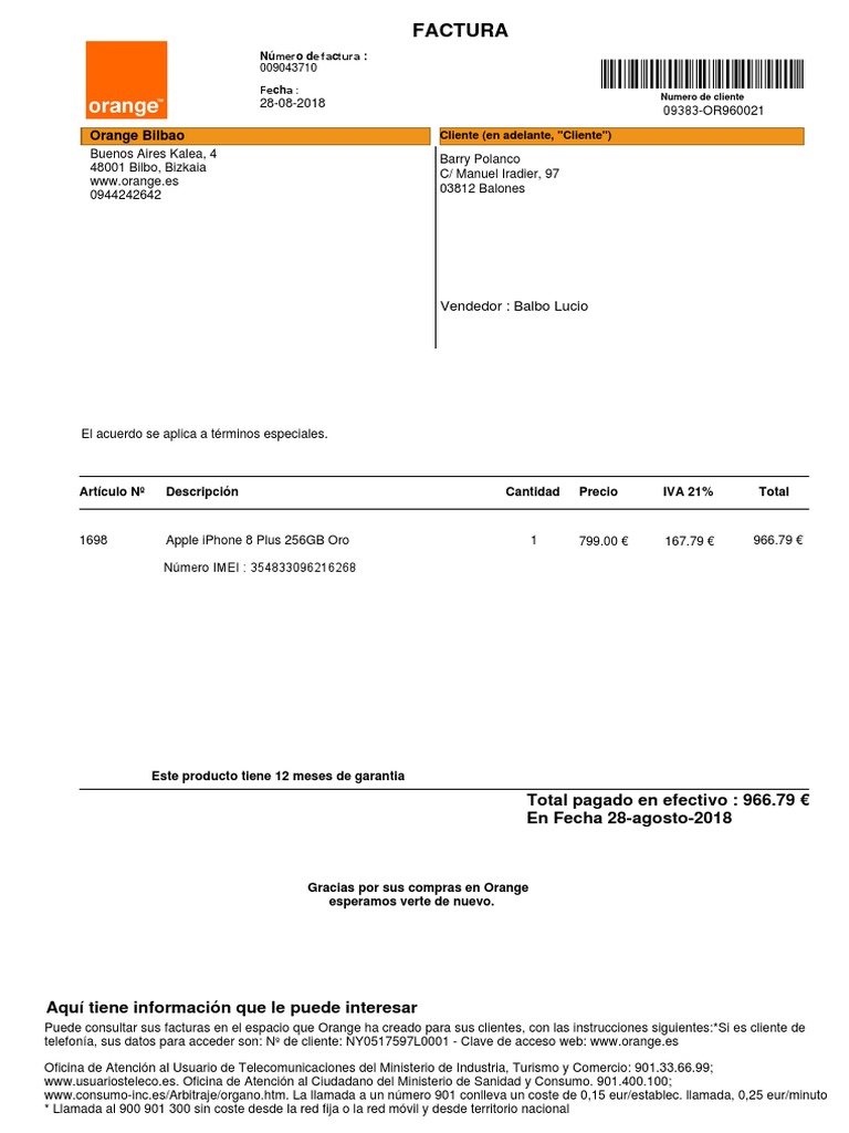 Orange Spain PDF Informática Business