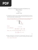 Lesson 19: Related Rates Worksheet Solutions