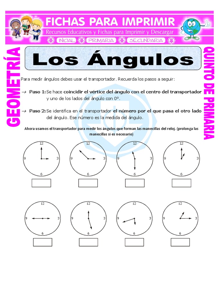Ejercicios de Ángulos para Quinto Grado | PDF | Enseñanza de matemática