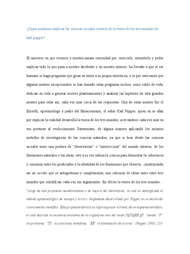 Cómo Podemos Explicar Las Ciencias Sociales A Través de La Teoría de