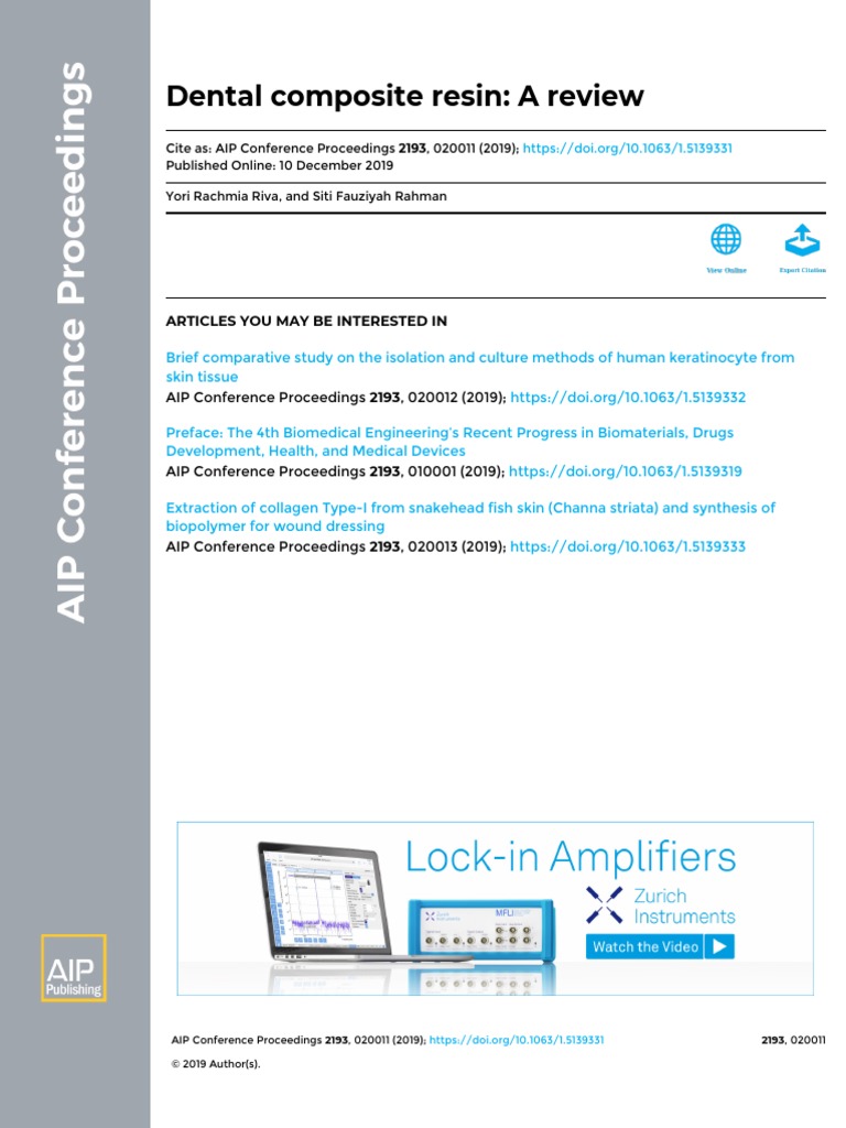 Dental Composite Resin. A Review | PDF | Dental Composite | Composite ...