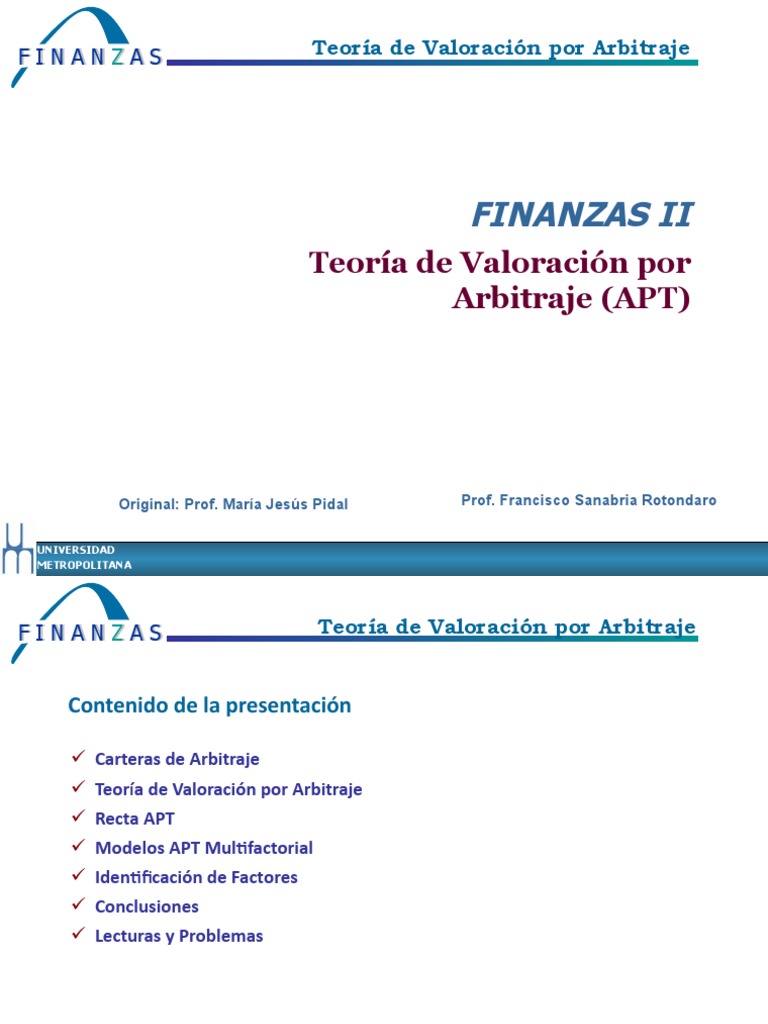 1.3. Modelo APT I | PDF | Arbitraje | Econometría