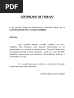 CERTIFICADO DE TRABAJO