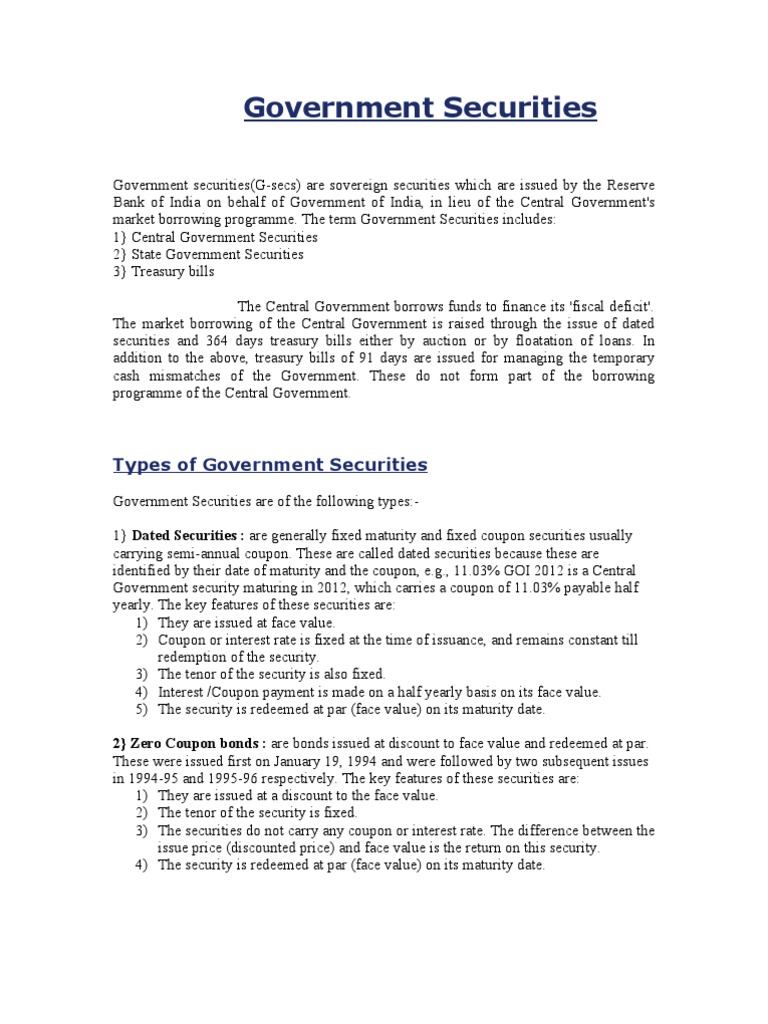 Government Securities | PDF | United States Treasury Security | Bonds ...