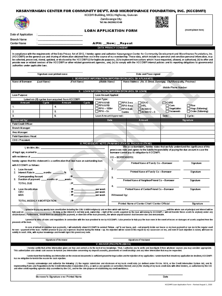 ANNEX A-1 NEW PN FORM For New and Repeat Borrowers | PDF | Loans | Credit