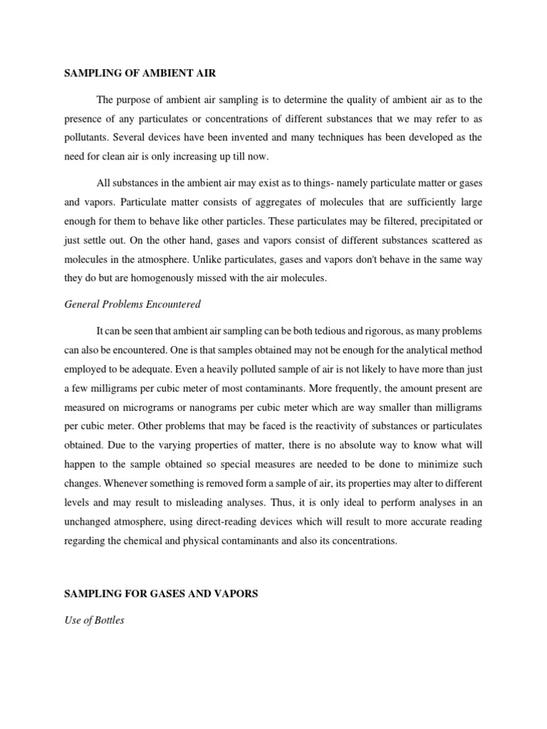 Ambient Air Sampling PDF Particulates Atmosphere Of Earth