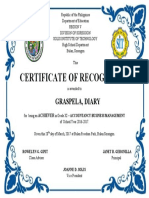 Certificate of Recognition: Graspela, Diary
