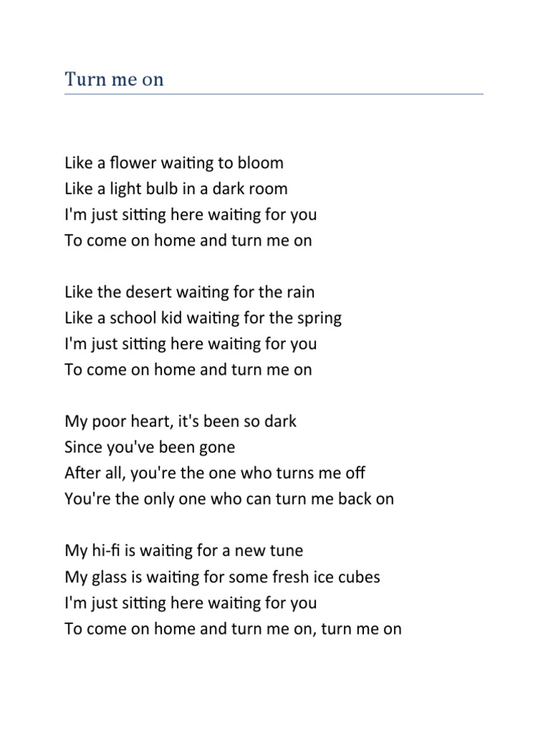 Turn Me On Norah Jones PDF