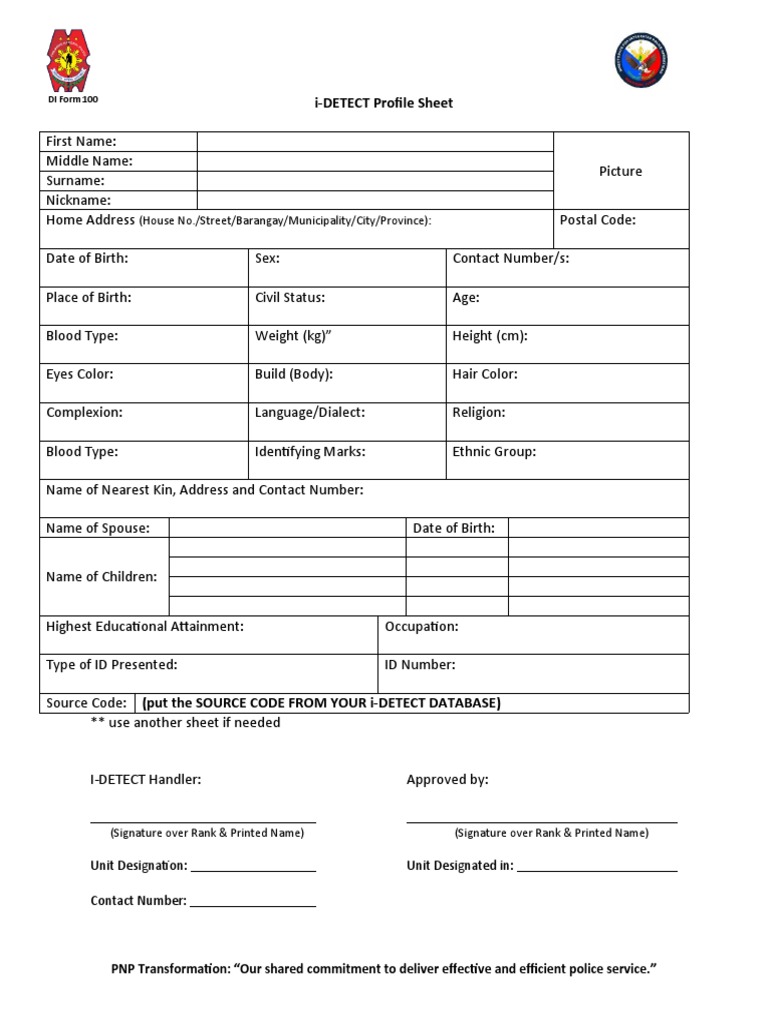 i-DTECT Profile Sheet Template | PDF