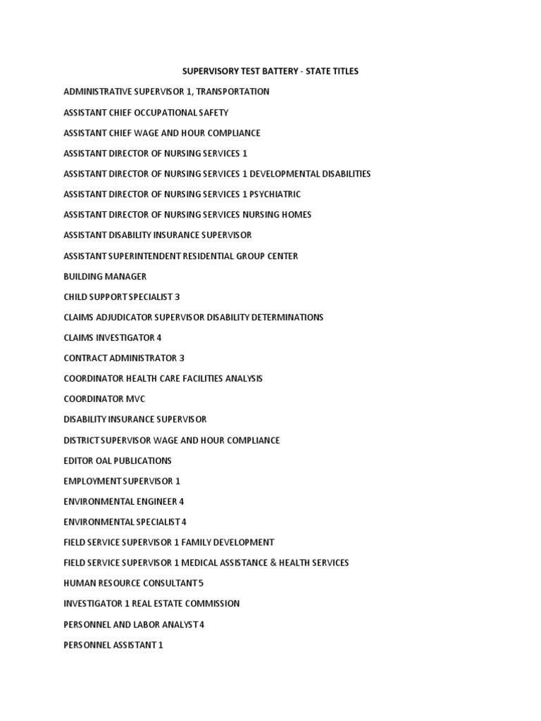 Supervisory Test Battery Job Titles | PDF | Taxes | Audit