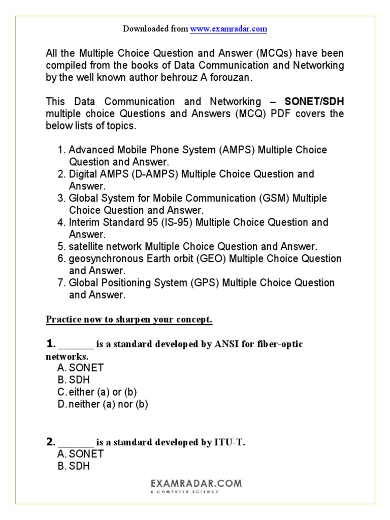 CH 17 SDH Multiple Choice Questions and Answers PDF Data