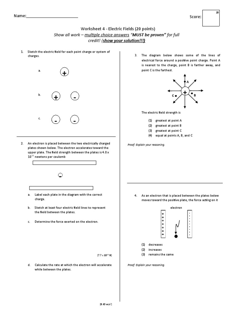 Electric Fields Worksheet and Analysis | PDF | Electric Field | Natural ...
